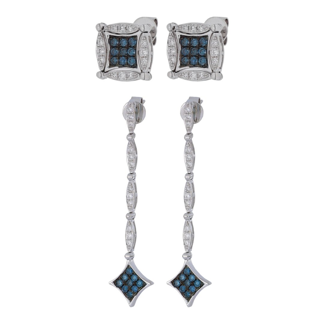 Blue Diamond Earrings (Blue Diamond 0.38 cts. White Diamond 0.27 cts.) Not Net