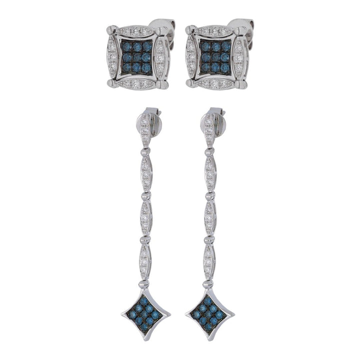 Blue Diamond Earrings (Blue Diamond 0.38 cts. White Diamond 0.27 cts.) Not Net