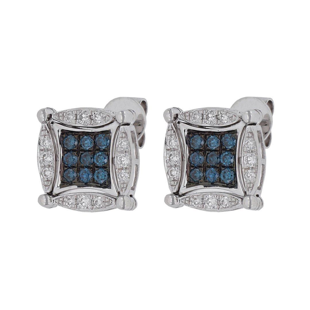 Blue Diamond Earrings (Blue Diamond 0.38 cts. White Diamond 0.27 cts.) Not Net