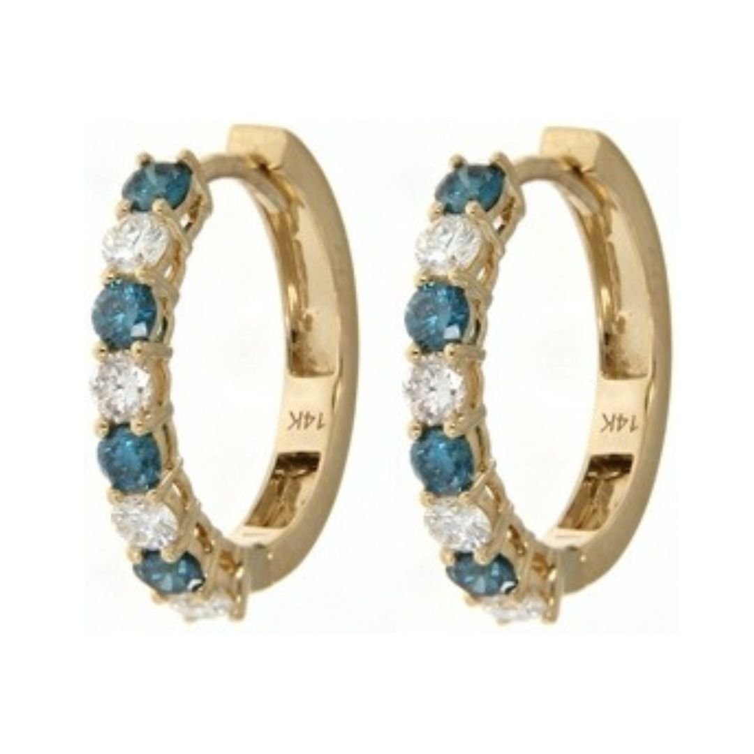 Blue Diamond Earrings (Blue Diamond 0.5 cts. White Diamond 0.5 cts.)) Not Net