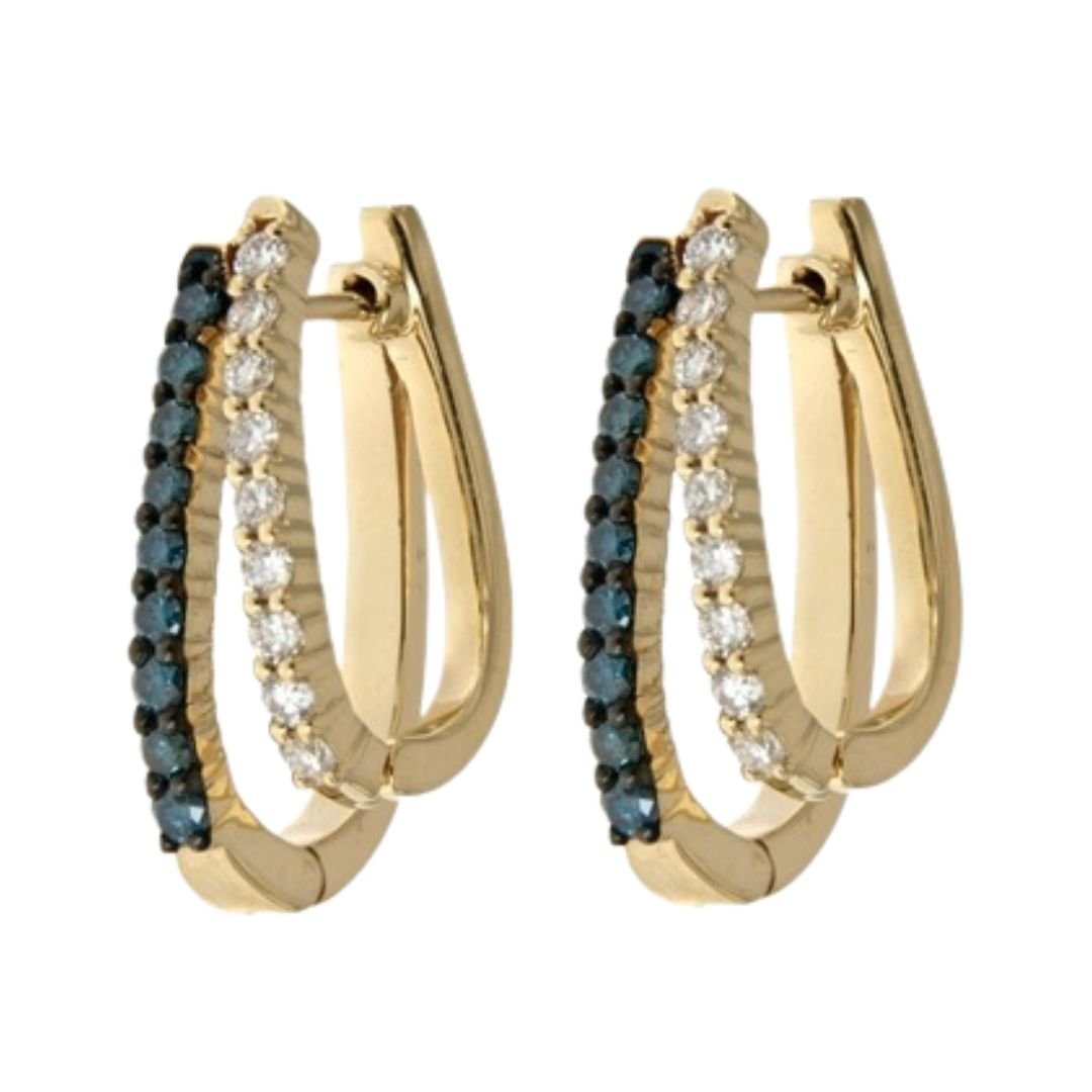 Blue Diamond Earrings (Blue Diamond 0.51 cts. White Diamond 0.48 cts.) Not Net