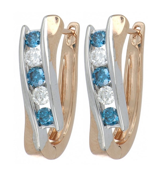 Blue Diamond Earrings (Blue Diamond 0.584 cts. White Diamond 0.42 cts.) Not Net