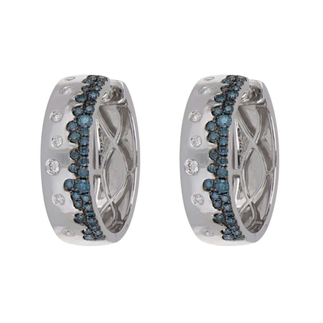 Blue Diamond Earrings (Blue Diamond 0.87 cts. White Diamond 0.23 cts.) Not Net