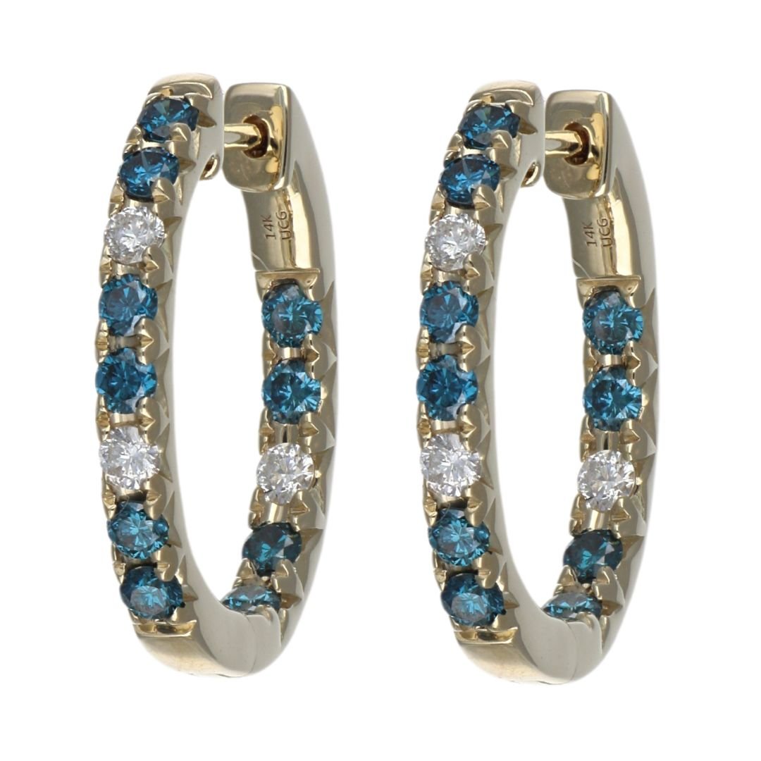 Blue Diamond Earrings (Blue Diamond 0.93 cts. White Diamond 0.27 cts.) Not Net