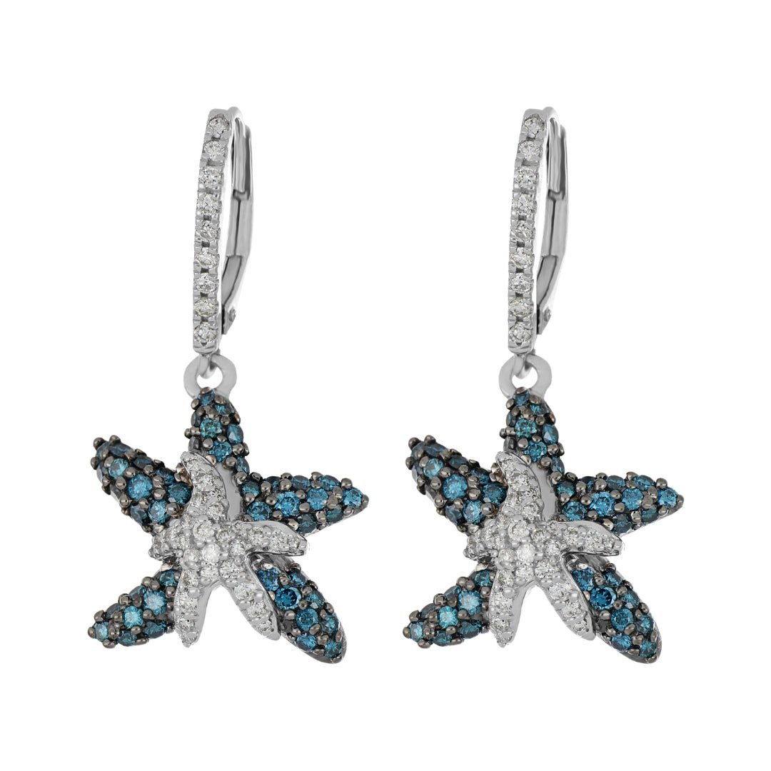 Blue Diamond Earrings (Blue Diamond 1.16 cts. Round White Diamond 0.5 cts.) Not Net