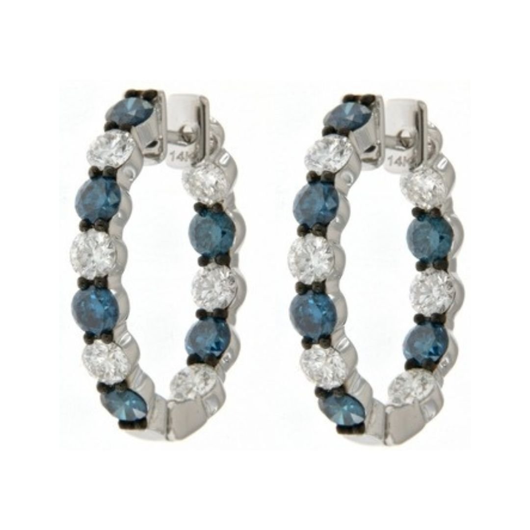 Blue Diamond Earrings (Blue Diamond 1.84 cts. White Diamond 1.79 cts. ) Not Net