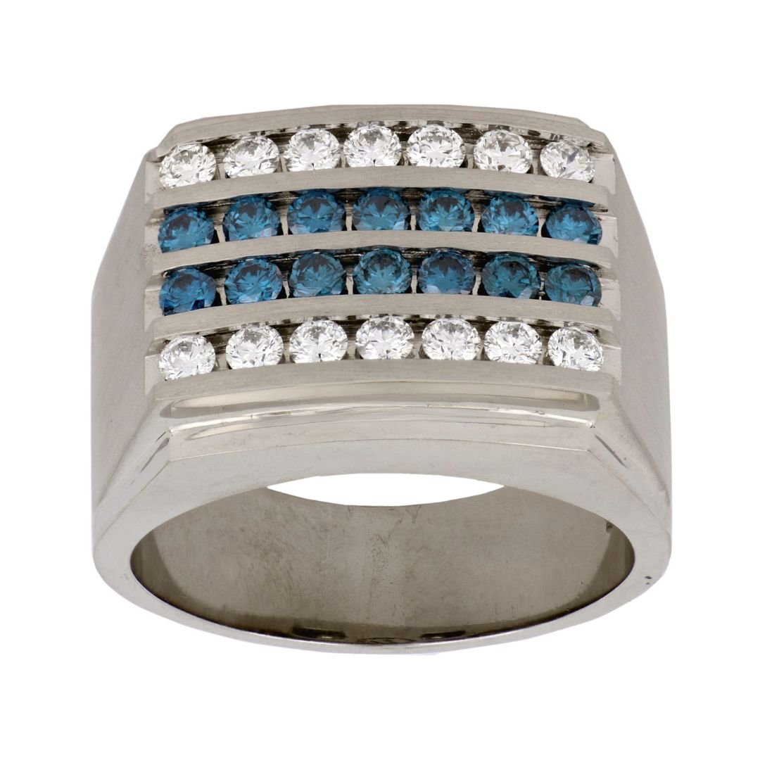 Blue Diamond Men's Ring (Blue Diamond 1.2 cts. White Diamond 1.15 cts.) Not Net