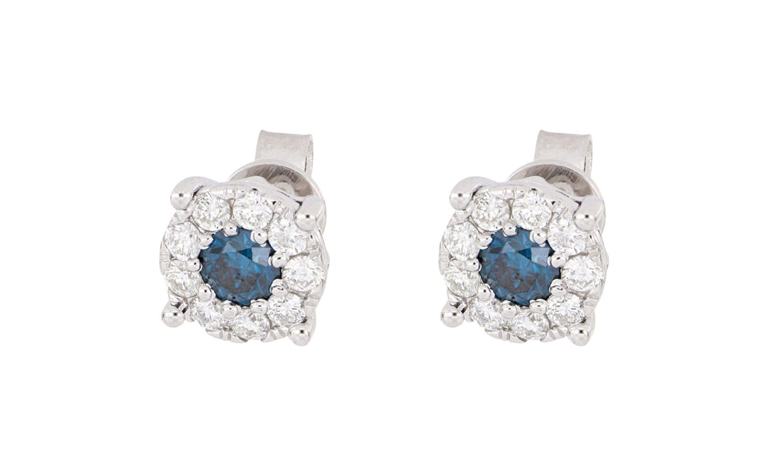 Blue Diamond Studs Ladies Earrings (Blue Diamond 0.61 cts. White Diamond 0.61 cts.) Not Net