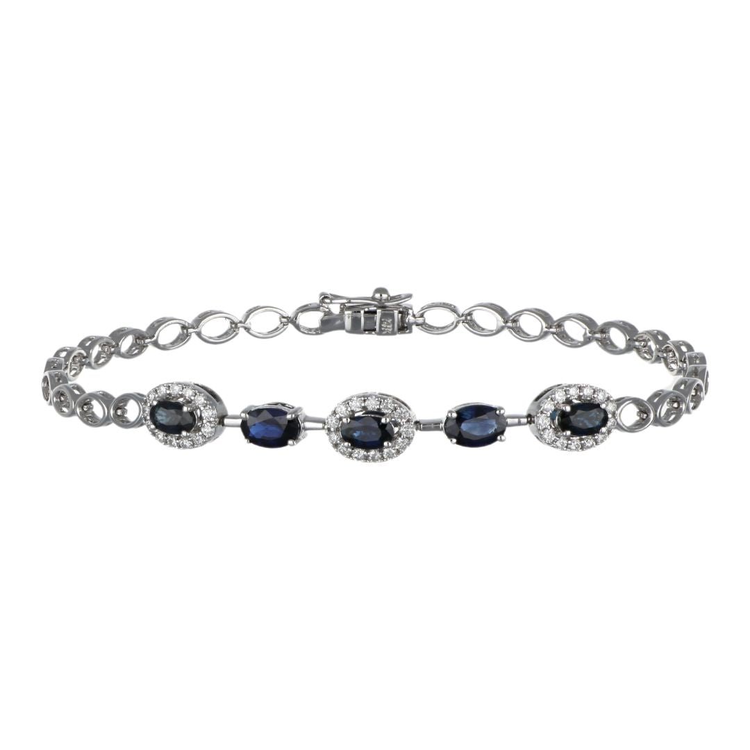 Blue Sapphire Bracelet (Blue Sapphire 2.04 cts. White Diamond 0.42 cts.) Not Net