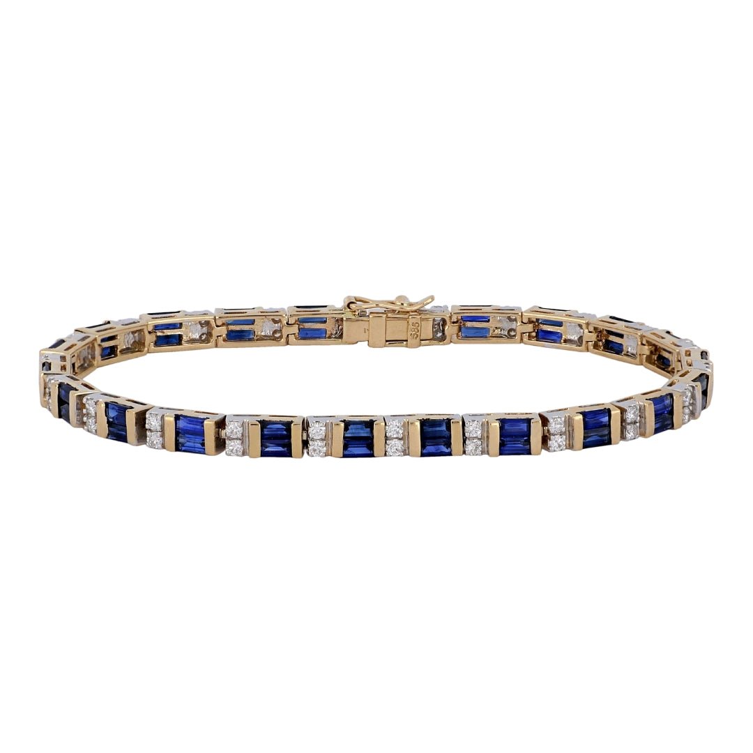 Blue Sapphire Bracelet (Blue Sapphire 6.56 cts. White Diamond 1.1 cts.) Not Net