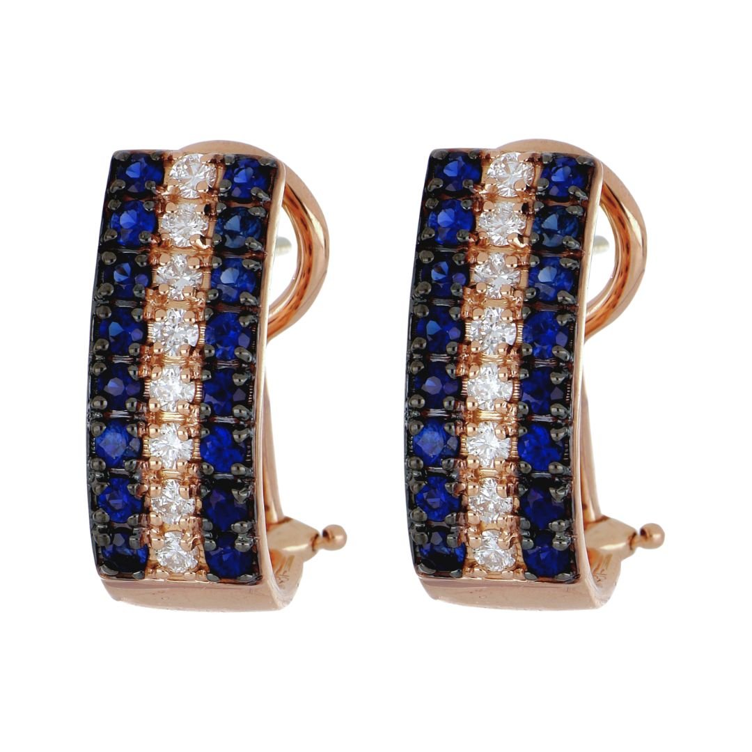 Blue Sapphire Earrings (Blue Sapphire 0.61 cts. White Diamond 0.48 cts.) Not Net