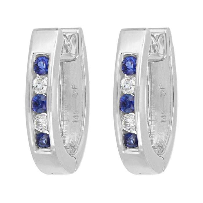 Blue Sapphire Earrings (Blue Sapphire 0.71 cts. White Diamond 0.34 cts.) Not Net