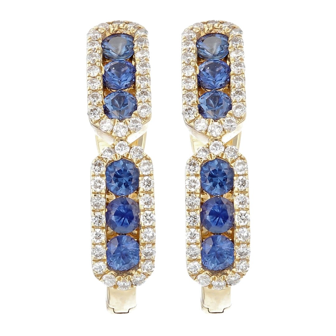 Blue Sapphire Earrings (Blue Sapphire 0.79 cts. White Diamond 0.34 cts.) Not Net