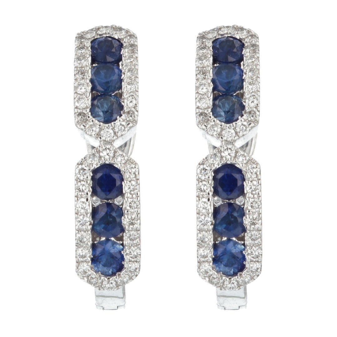 Blue Sapphire Earrings (Blue Sapphire 0.82 cts. White Diamond 0.3 cts.) Not Net