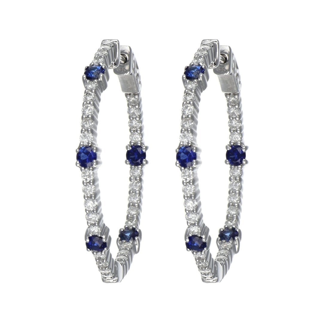 Blue Sapphire Earrings (Blue Sapphire 0.83 cts. White Diamond 1.19 cts.) Not Net