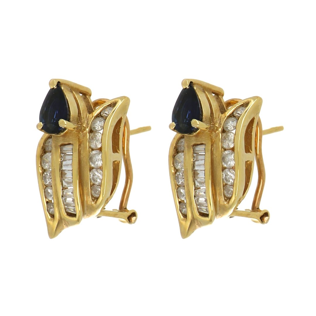Blue Sapphire Earrings (Blue Sapphire 0.86 cts. White Diamond 0.75 cts.) Not Net