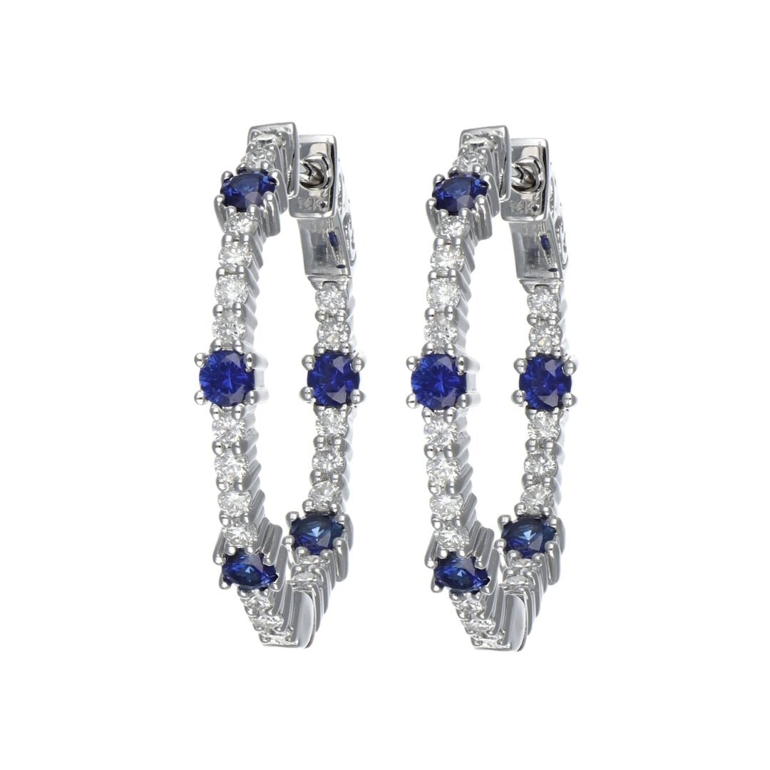 Blue Sapphire Earrings (Blue Sapphire 0.89 cts. White Diamond 0.79 cts.) Not Net
