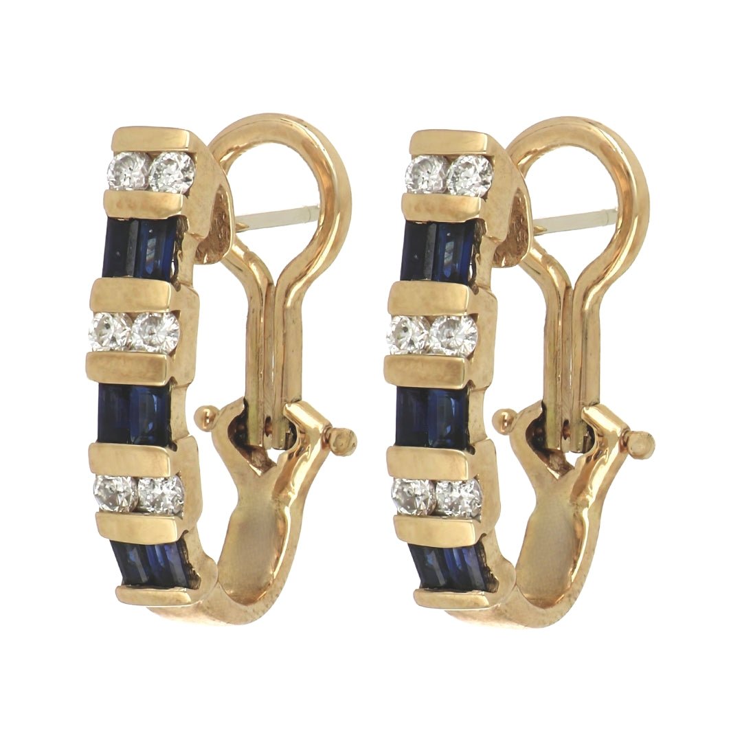 Blue Sapphire Earrings (Blue Sapphire 1.02 cts. White Diamond 0.52 cts.) Not Net