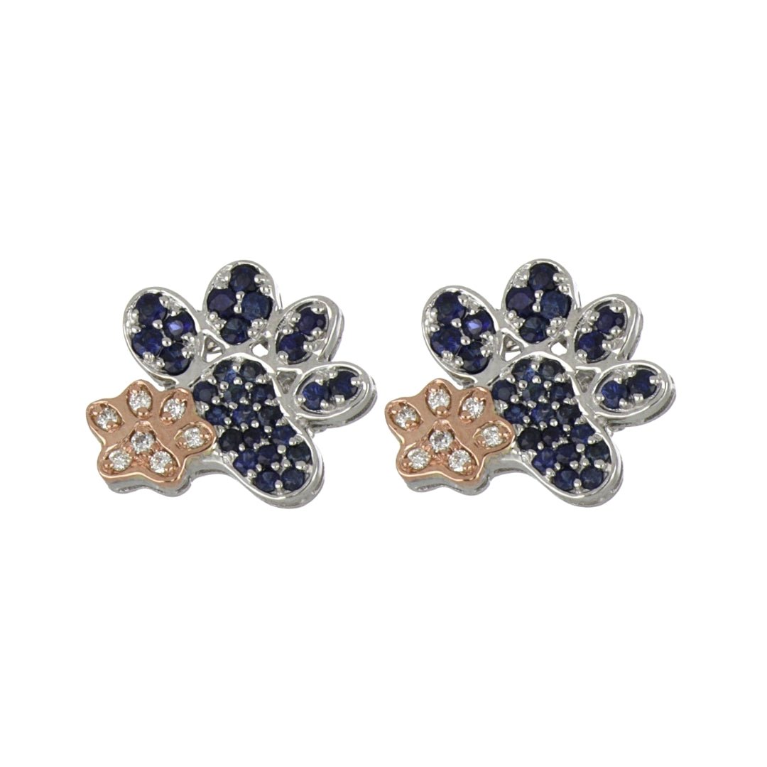 Blue Sapphire Earrings (Blue Sapphire 1.04 cts. White Diamond 0.11 cts.) Not Net