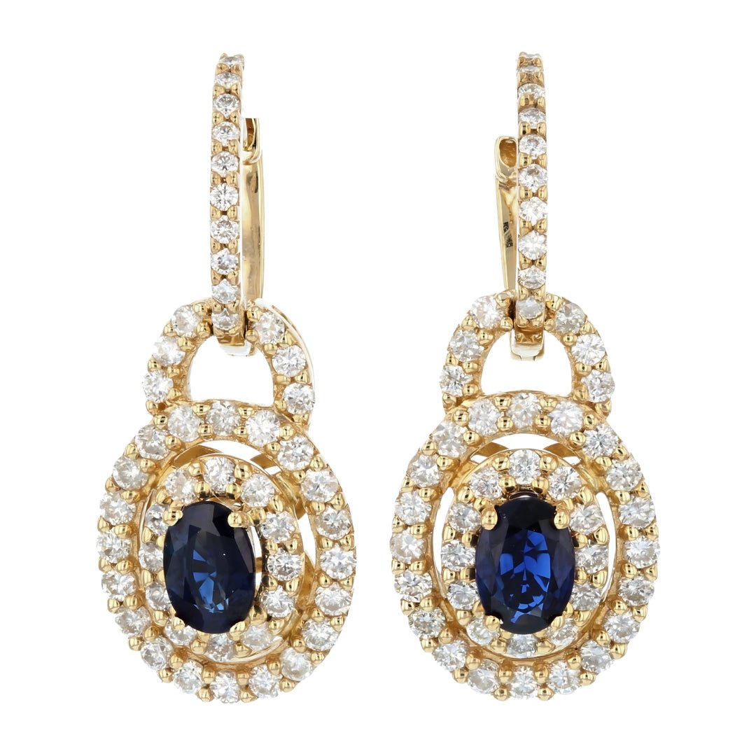 Blue Sapphire Earrings (Blue Sapphire 1.12 cts. White Diamond 1.3 cts.) Not Net