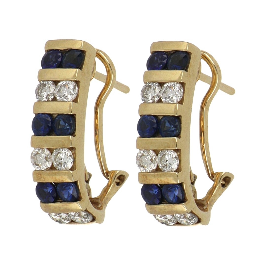Blue Sapphire Earrings (Blue Sapphire 1.23 cts. White Diamond 0.86 cts.) Not Net