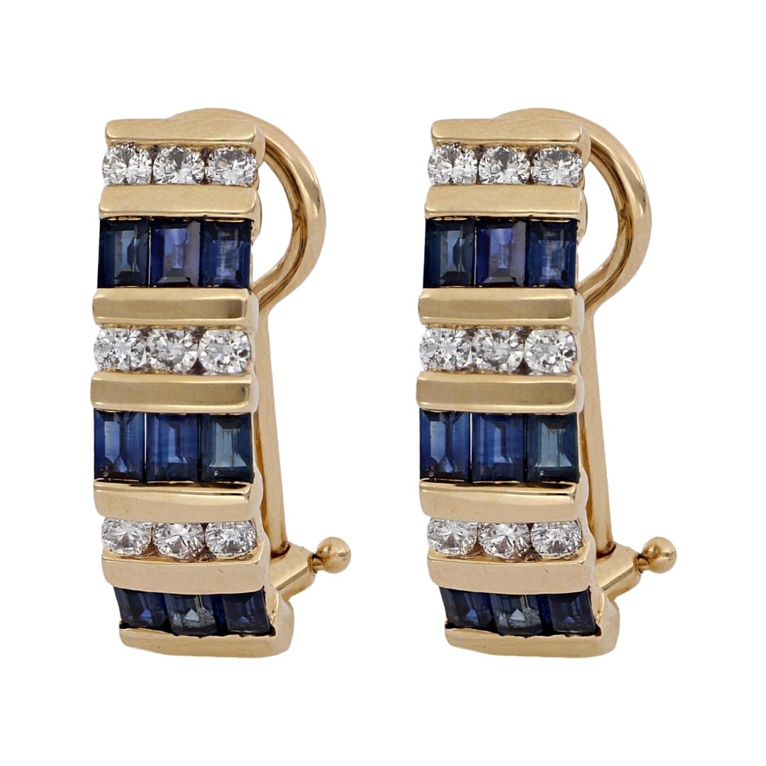 Blue Sapphire Earrings (Blue Sapphire 1.52 cts. White Diamond 0.58 cts.) Not Net