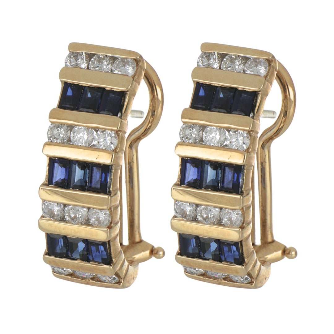 Blue Sapphire Earrings (Blue Sapphire 1.82 cts. White Diamond 1.2 cts.) Not Net