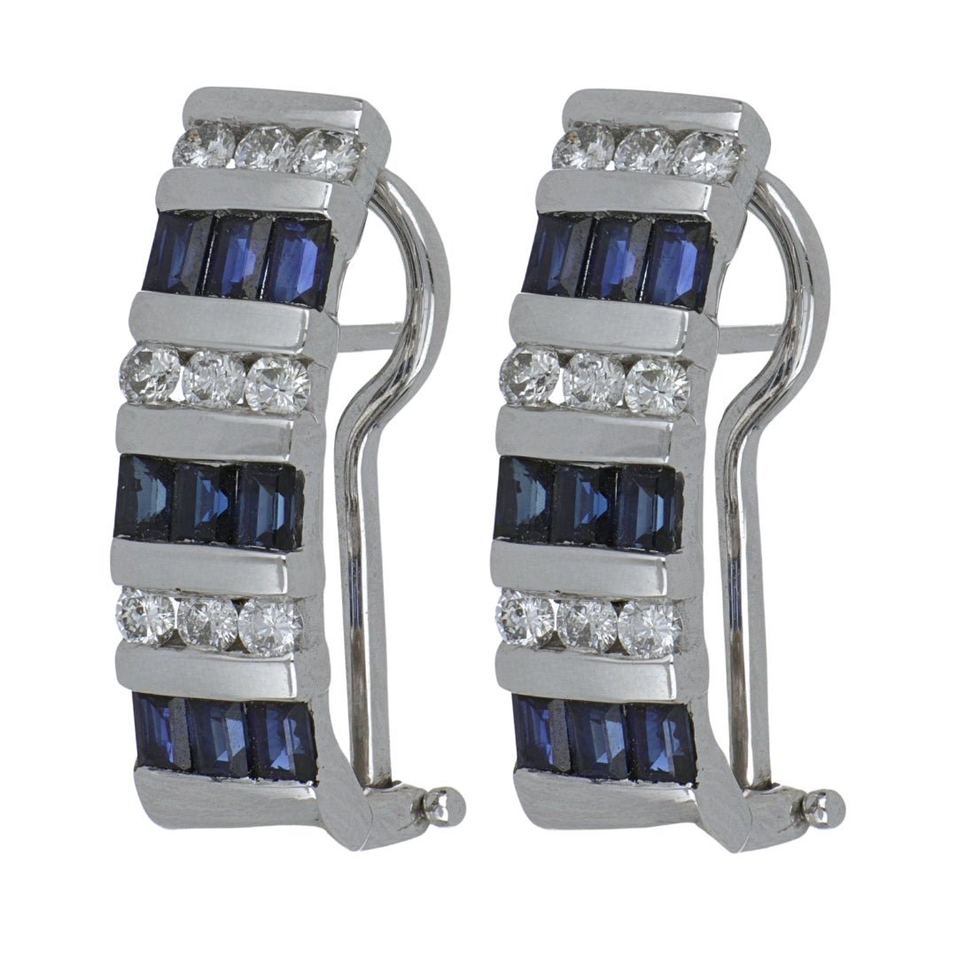 Blue Sapphire Earrings (Blue Sapphire 1.92 cts. White Diamond 0.6 cts.) Not Net