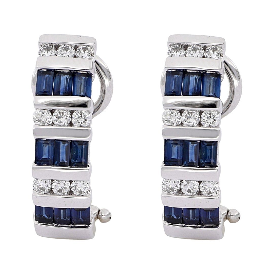 Blue Sapphire Earrings (Blue Sapphire 1.94 cts. White Diamond 0.6 cts.) Not Net