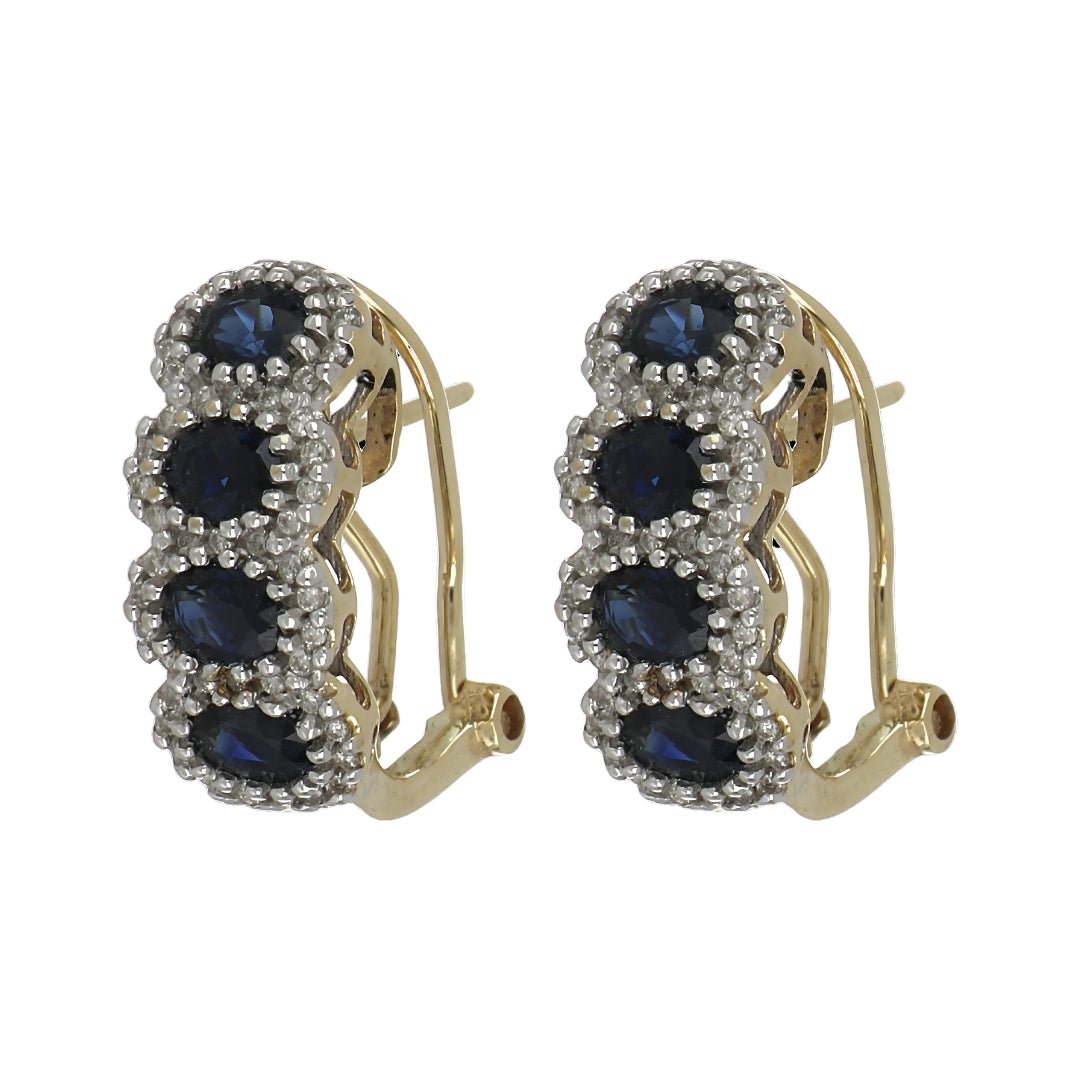 Blue Sapphire Earrings (Blue Sapphire 2.06 cts. White Diamond 0.28 cts.) Not Net