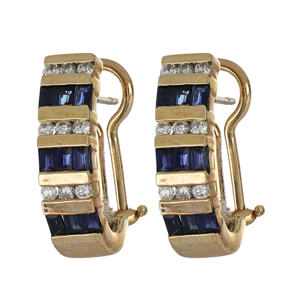 Blue Sapphire Earrings (Blue Sapphire 2.2 cts. White Diamond 0.62 cts.) Not Net