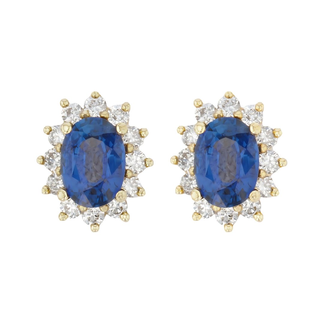 Blue Sapphire Earrings (Blue Sapphire 2.36 cts. White Diamond 0.56 cts.) Not Net