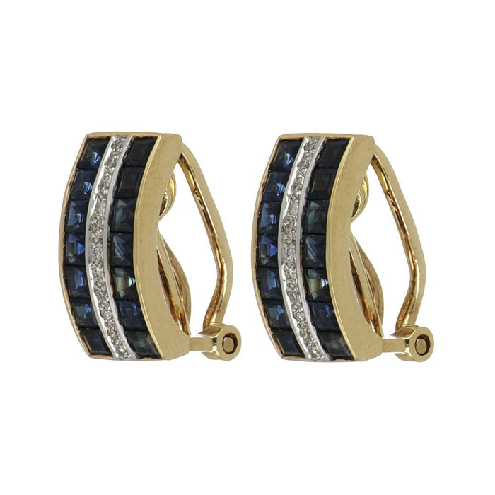 Blue Sapphire Earrings (Blue Sapphire 2.48 cts. White Diamond 0.11 cts.) Not Net