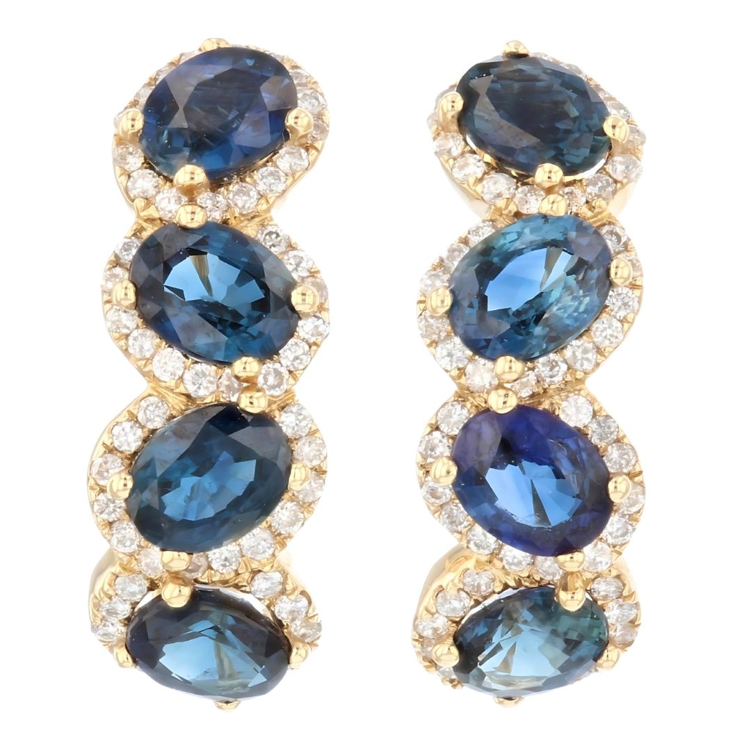 Blue Sapphire Earrings (Blue Sapphire 2.51 cts. White Diamond 0.31 cts.) Not Net