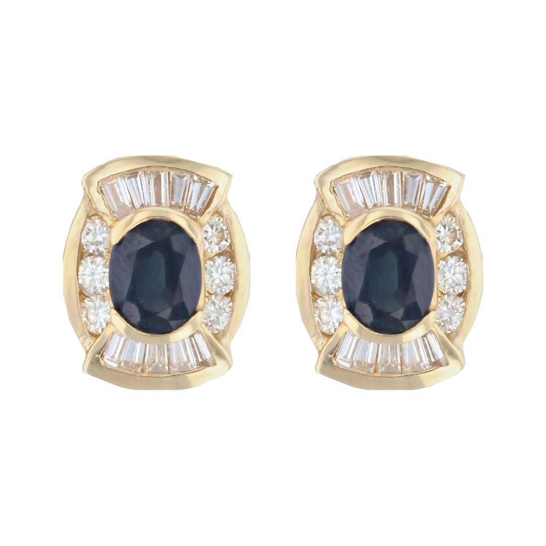 Blue Sapphire Earrings (Blue Sapphire 3.6 cts. White Diamond 1.8 cts.) Not Net