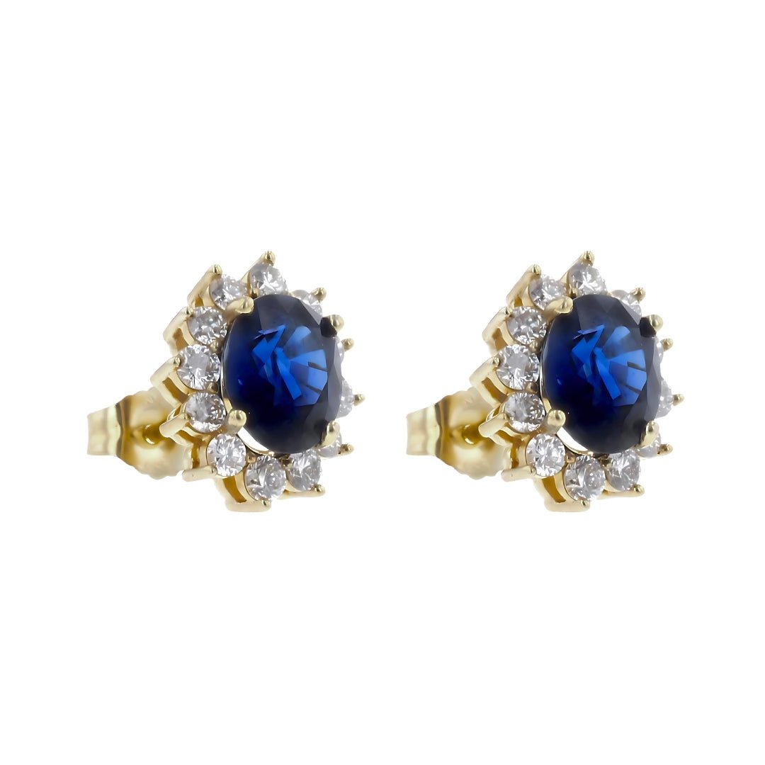 Blue Sapphire Earrings (Blue Sapphire 3.76 cts. White Diamond 0.84 cts.) Not Net