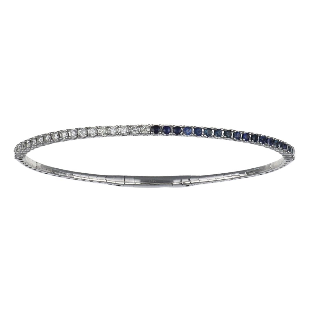 Blue Sapphire Flexi Bangle (Blue Sapphire 0.75 cts. White Diamond 0.57 cts.) Not Net