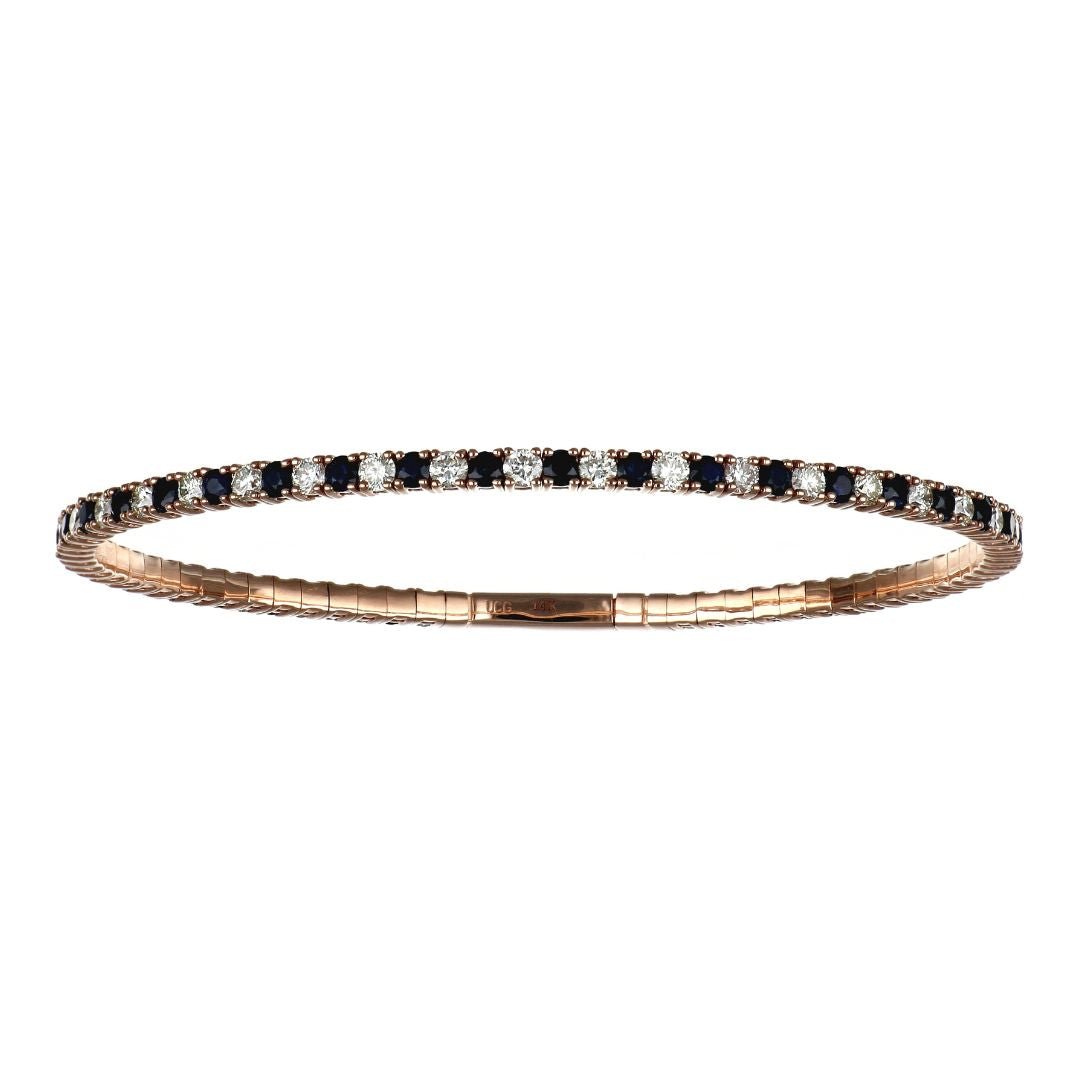 Blue Sapphire Flexi Bangle (Blue Sapphire 2.13 cts. White Diamond 1.83 cts.) Not Net