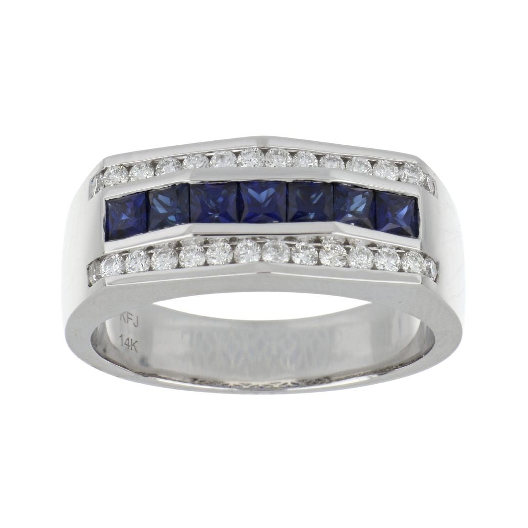 Buy Blue Sapphire Men's Ring (Blue Sapphire 1.01 cts. White Diamond 0.51 cts.) at Kay's Fine Jewelry