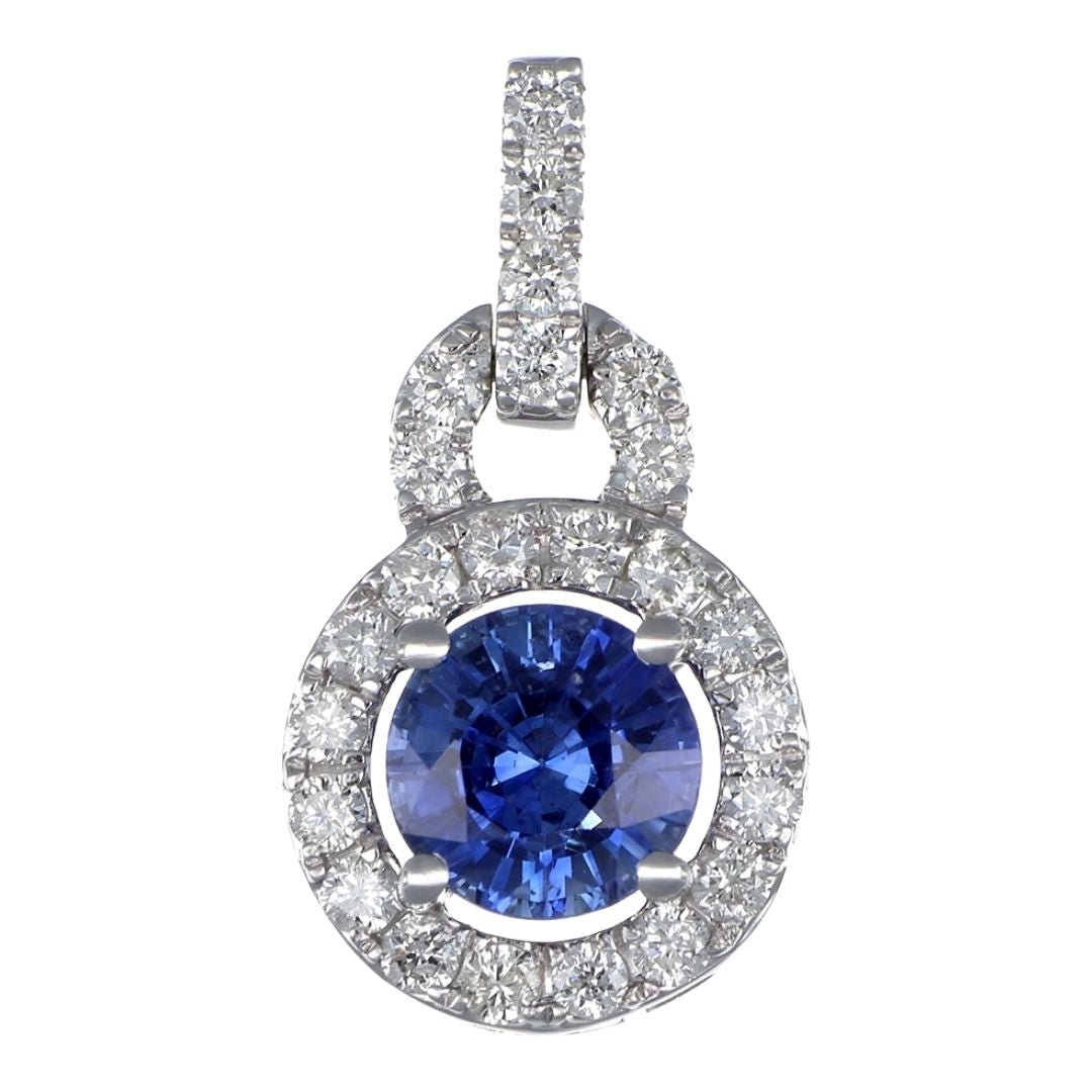 Buy Blue Sapphire Pendant (Blue Sapphire 0.89 cts. White Diamond 0.26 cts.) at Kay's Fine Jewelry