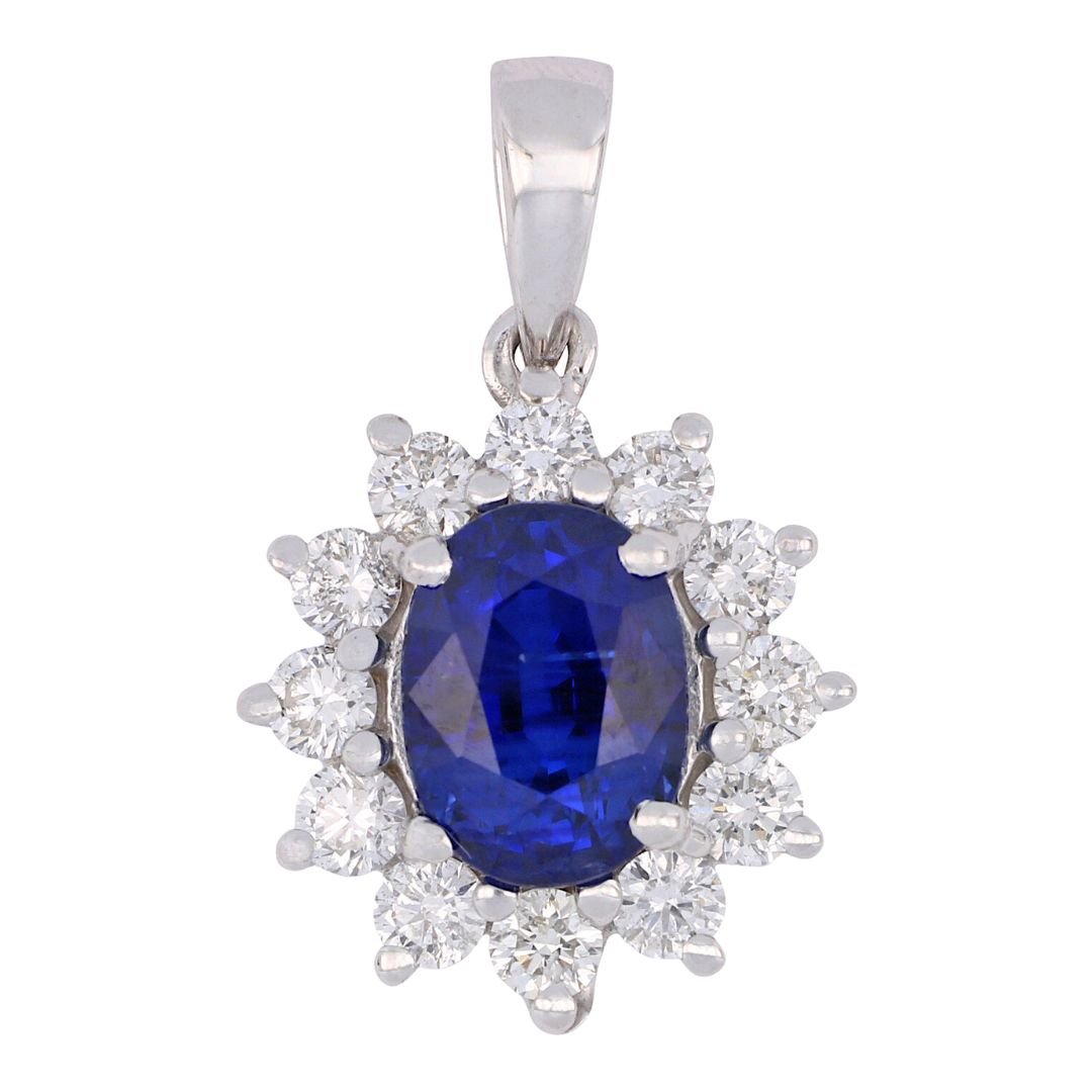Blue Sapphire Pendant (Blue Sapphire 1.61 cts. White Diamond 0.47 cts.) Not Net