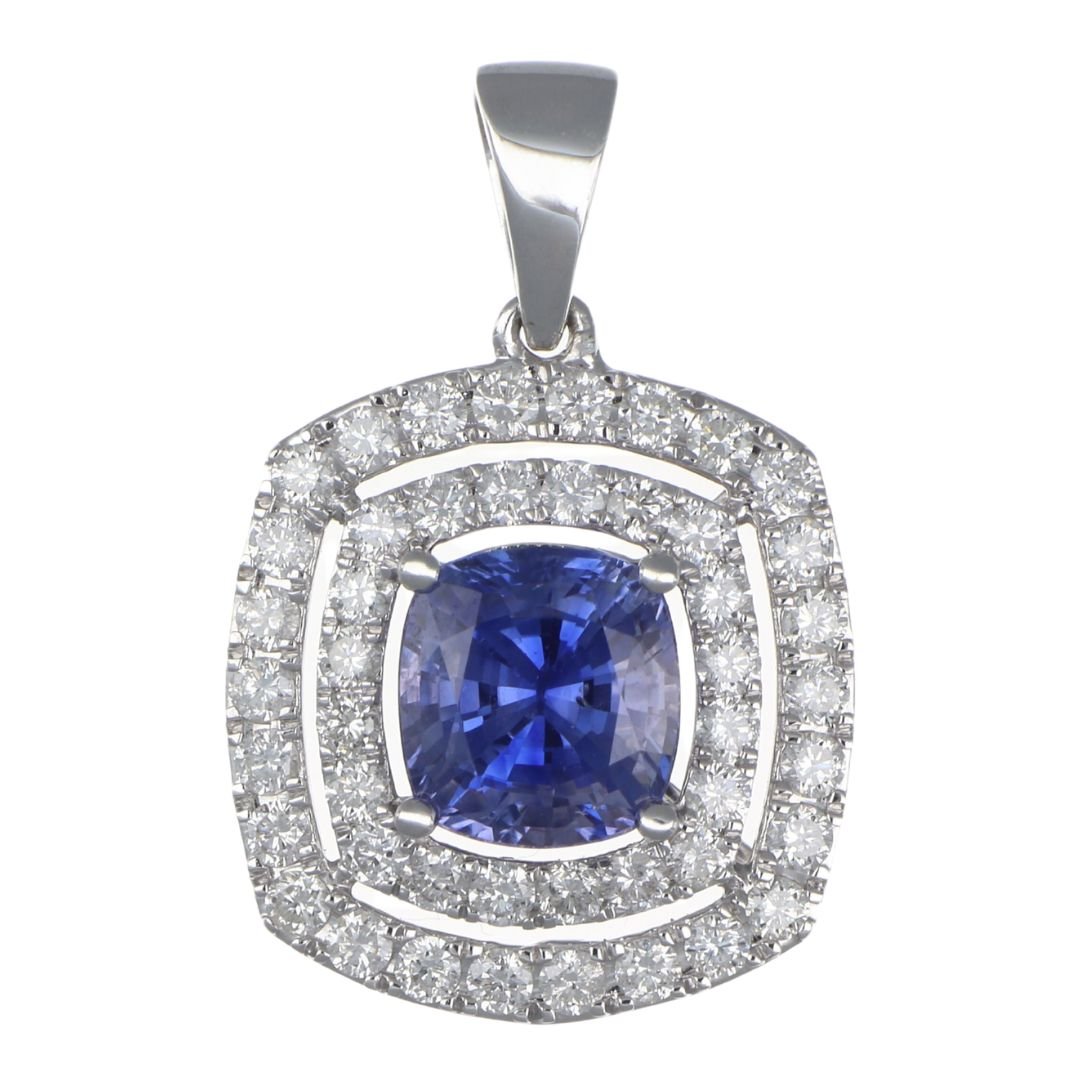 Blue Sapphire Pendant (Blue Sapphire 2.1 cts. White Diamond 0.78 cts.) Not Net