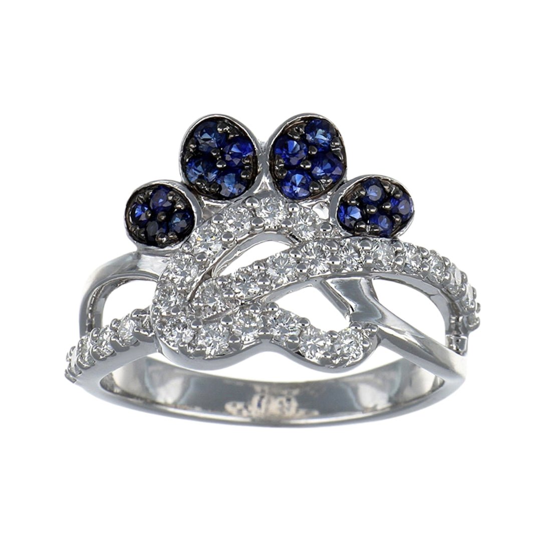 Blue Sapphire Ring (Blue Sapphire 0.35 cts. White Diamond 0.5 cts.) Not Net