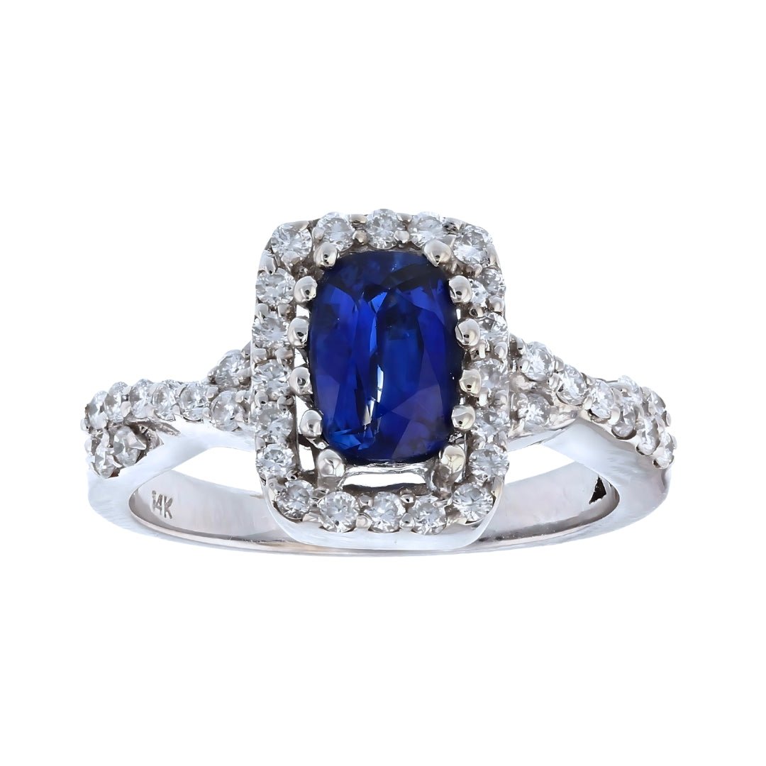 Blue Sapphire Ring (Blue Sapphire 1.35 cts. White Diamond 0.65 cts.) Not Net