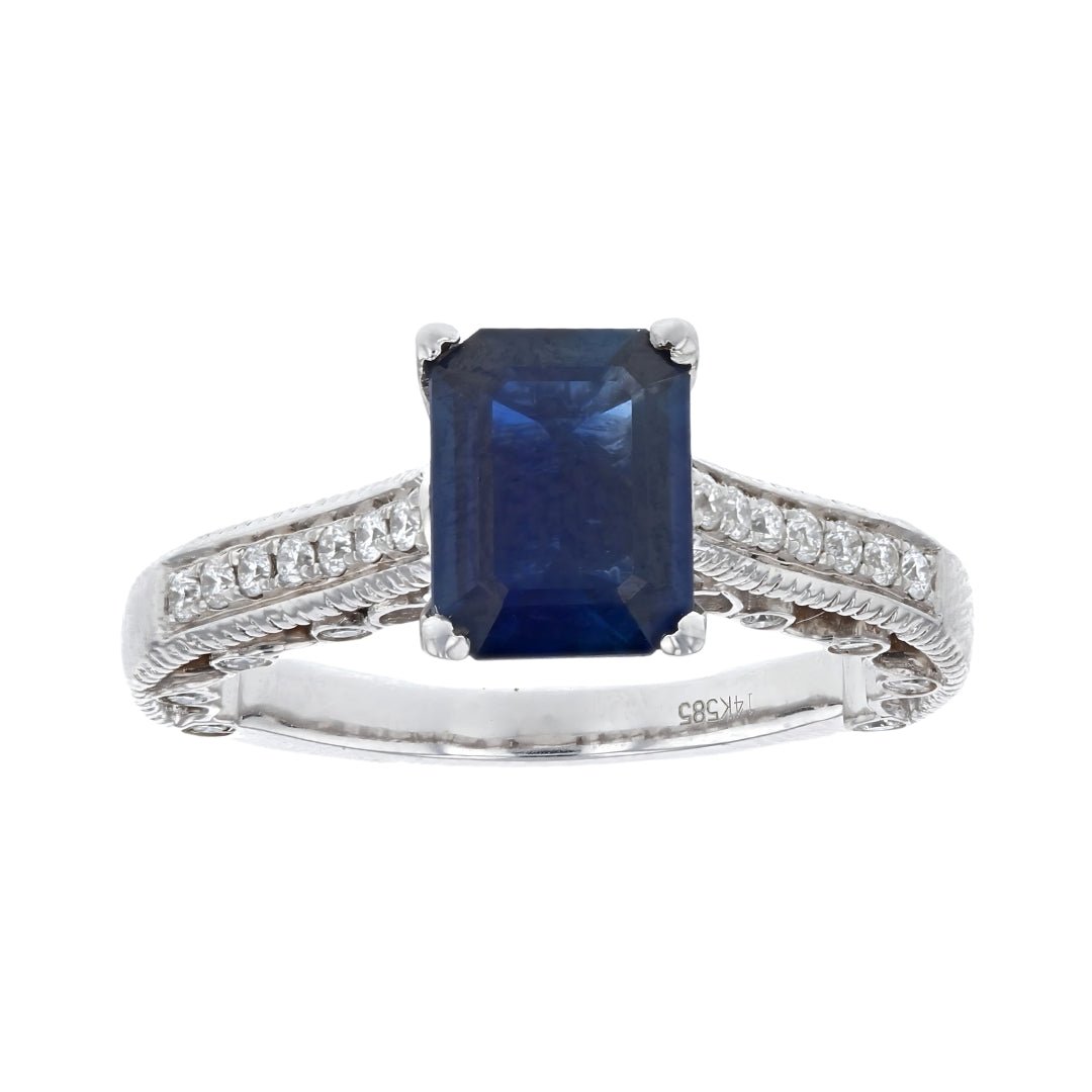 Blue Sapphire Ring (Blue Sapphire 2.11 cts. White Diamond 0.33 cts.) Not Net
