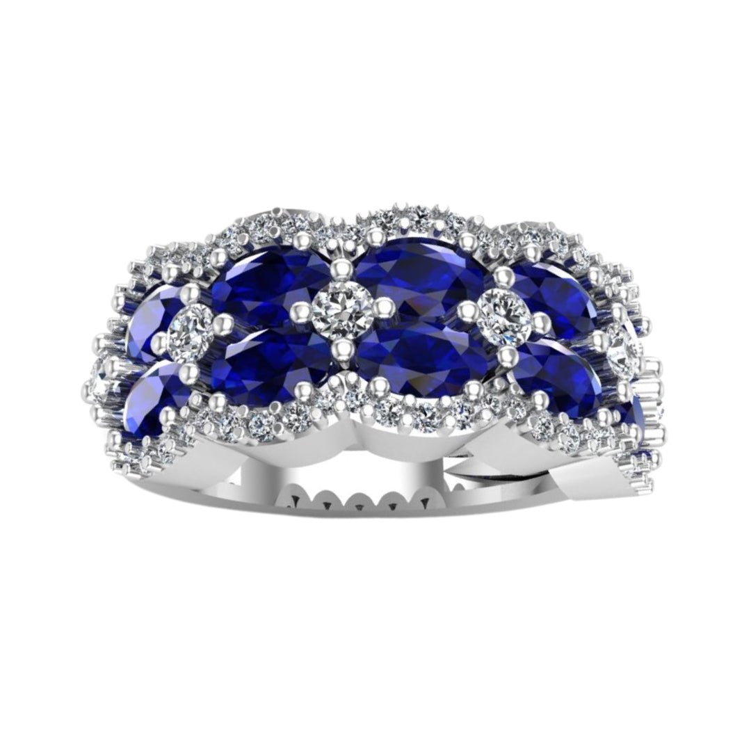 Blue Sapphire Ring (Blue Sapphire 2.79 cts. White Diamond 0.76 cts.) Not Net