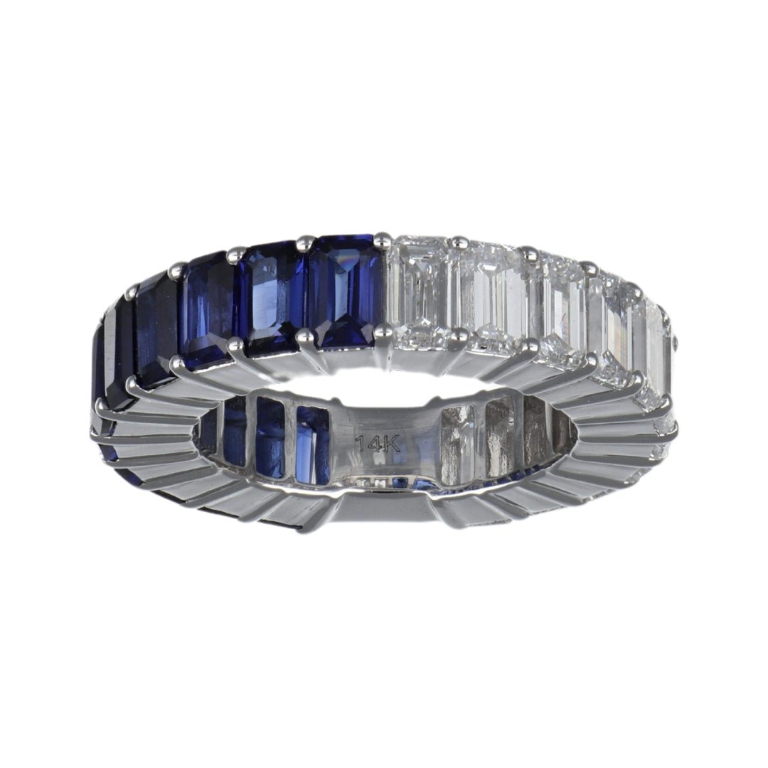 Blue Sapphire Ring (Lab Grown Blue Sapphire 4.6 cts. Lab Grown White Diamond 3.6 cts.) Not Net