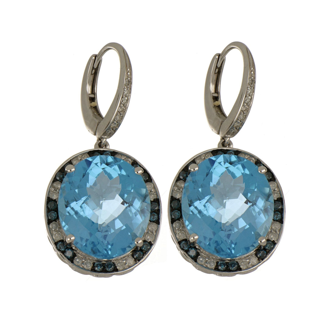 Buy Blue Topaz Ladies Earrings (Blue Topaz 19.11 cts. White Diamond 0.37 cts. Blue Diamond 0.31 cts.) at Kay's Fine Jewelry