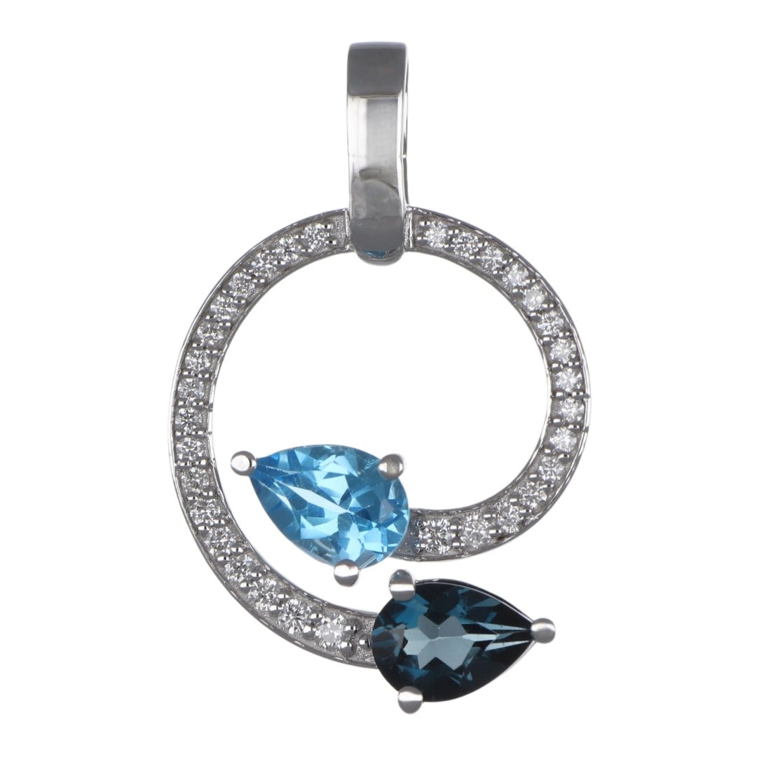 Blue Topaz Pendant (Blue Topaz 1.77 cts. London Blue Topaz Included cts. White Diamond 0.24 cts.) Not Net