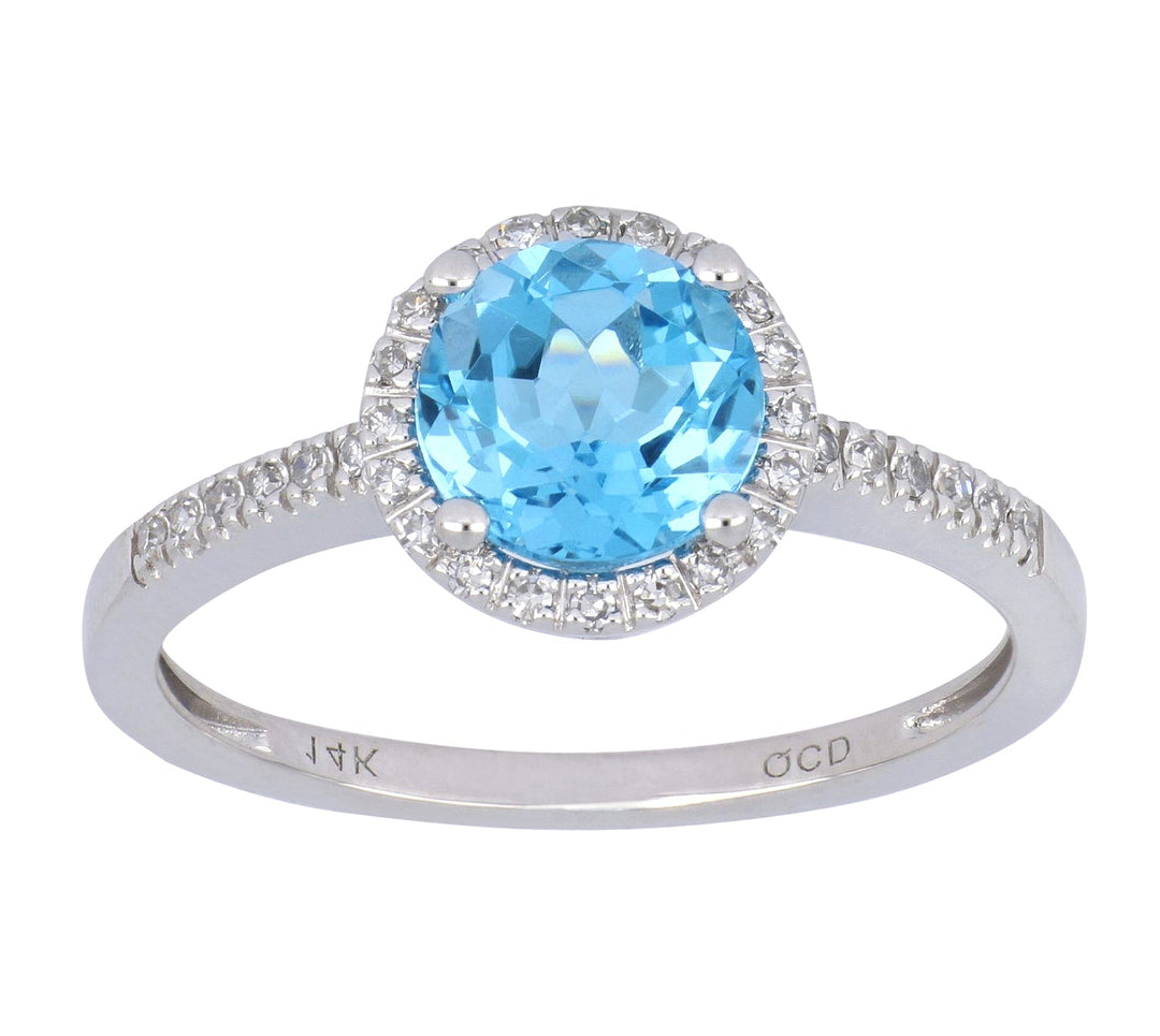 Blue Topaz Ring (Blue Topaz 1.51 cts. White Diamond 0.12 cts.) Not Net